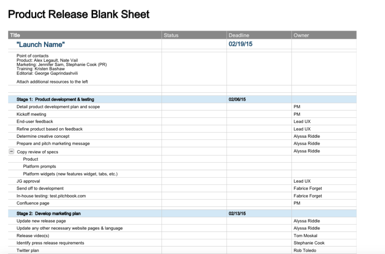 Product Release Plan