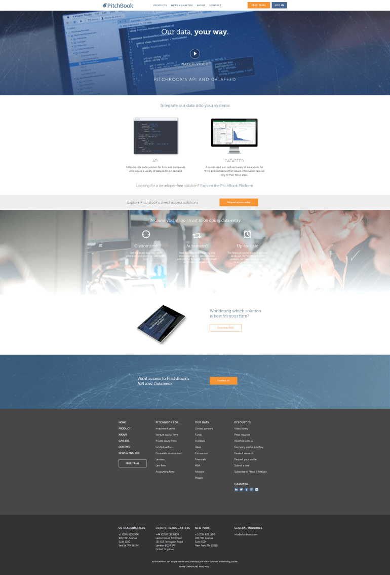 Api and Datafeed page